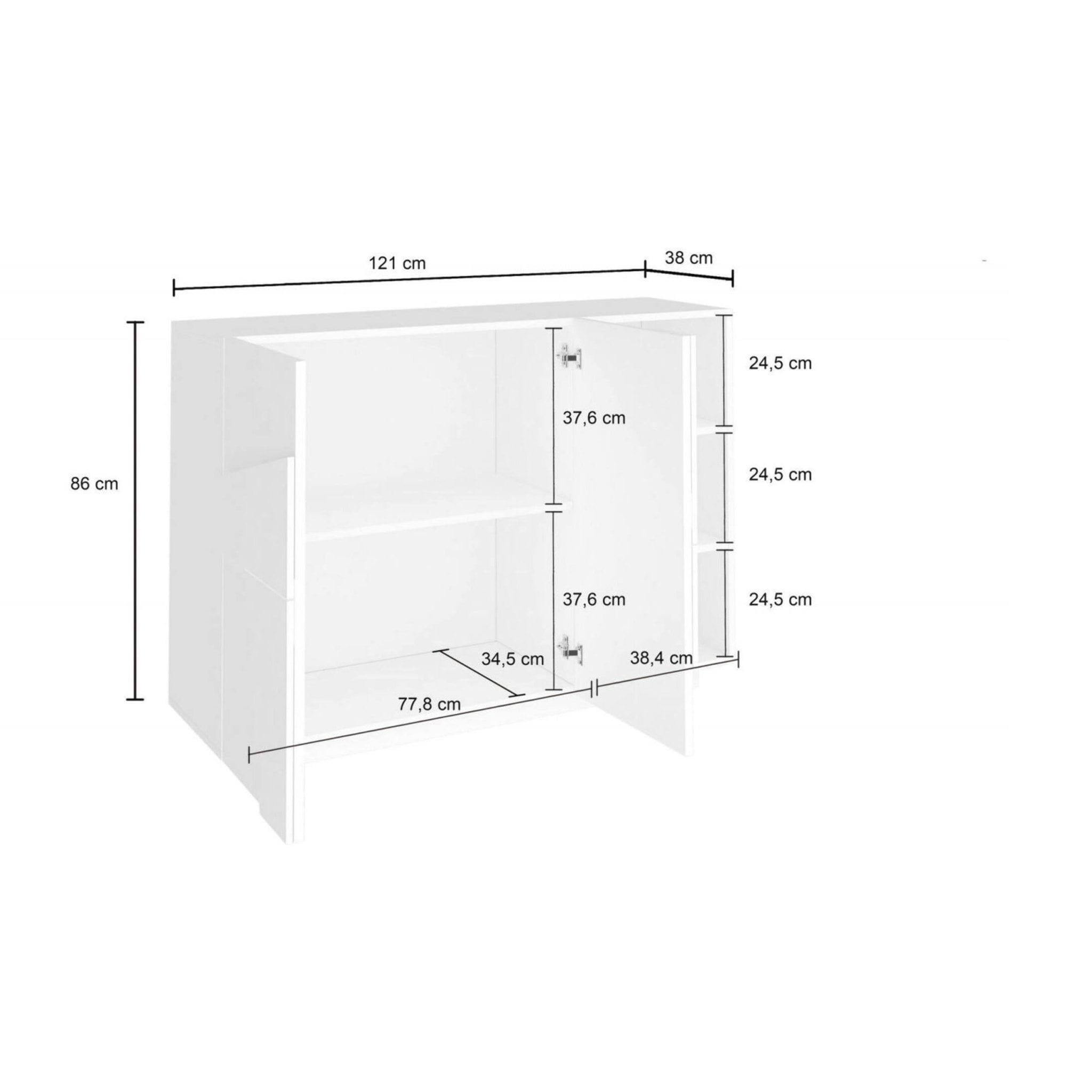 Mobile da ingresso a 3 ante e ripiani interni, Made in Italy, Entratina moderna, Credenza per atrio, cm 121x38h86, colore Grigio Cenere