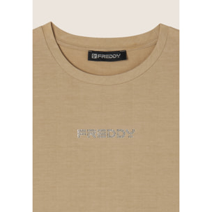 Body senza maniche in jersey stretch con logo strass