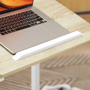 Table de lit mobile - table pour ordinateur portable - hauteur réglable, plateau inclinable - métal blanc effet bois
