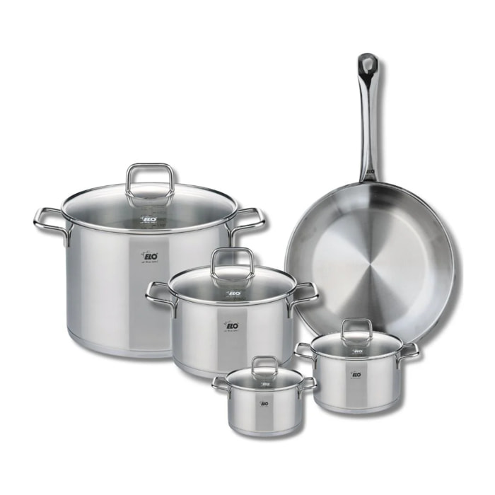 Ensemble de 1 Poêle de cuisson 28 cm et 4 faitouts 12, 14, 20 et 26 cm Elo Profi Citrin