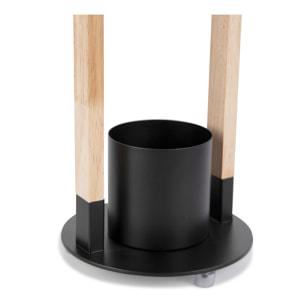 Forlight - Lámpara de Escritorio con Diseño Elegante y Funcional, Flexo E27 15W, Acero Negro y Madera Clara, Base con Lapicero, Altura 410 mm, Ideal para Oficina y Estudio