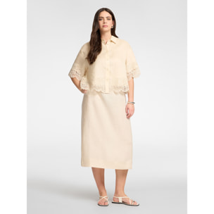 Elena Mirò - Falda en A de lino - Beige