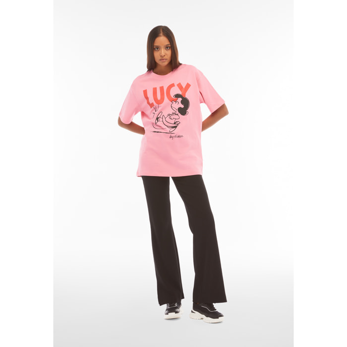 T-shirt donna oversize in jersey con grafica Peanuts