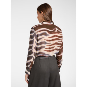 Elena Mirò - Camicia stampata animalier - Marrone