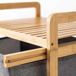 Scaffale da bagno con struttura in bamboo e vani in stoffa 44x33x96 cm