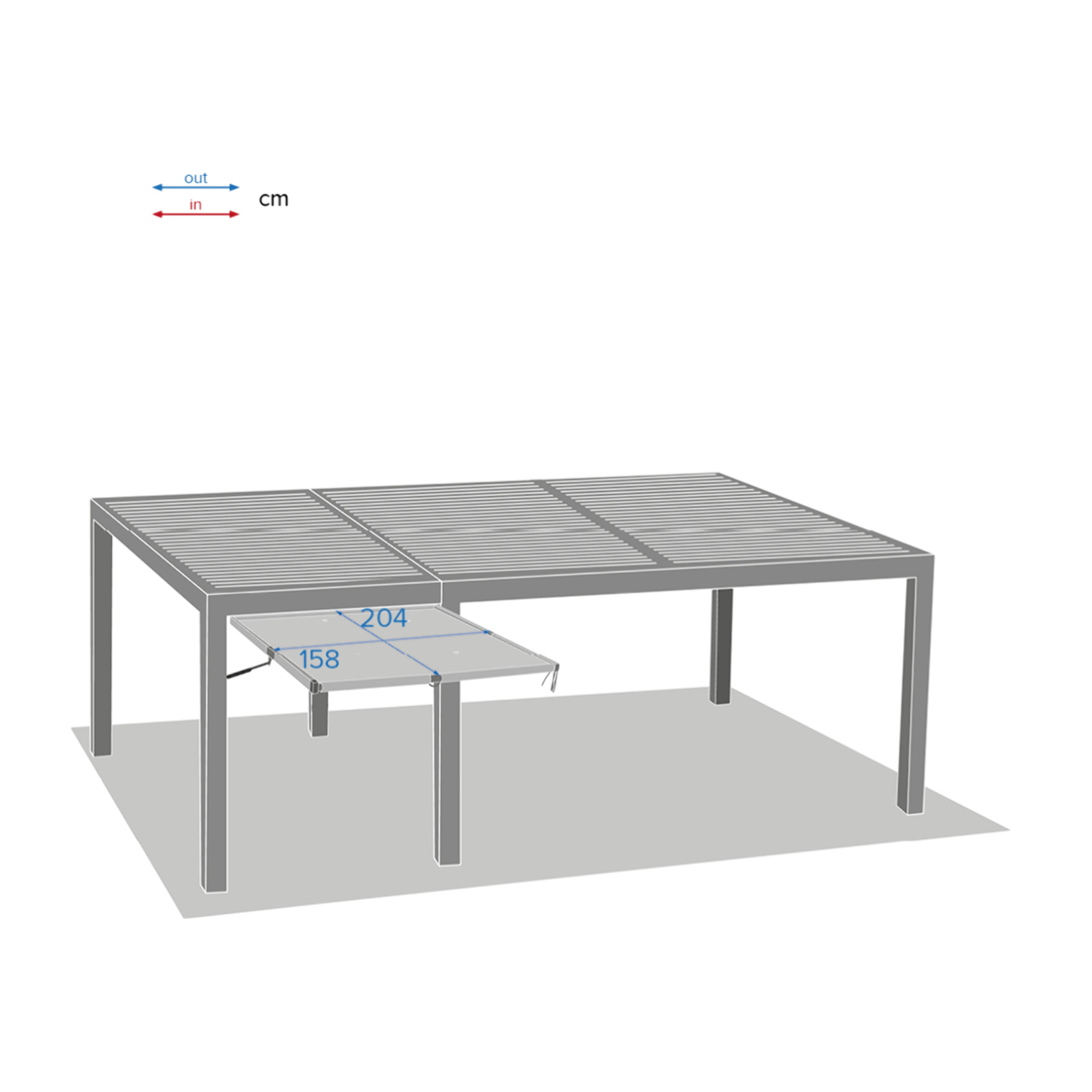 Auvent petit modèle pour pergola bioclimatique "Majaé" 3,6x3,6m