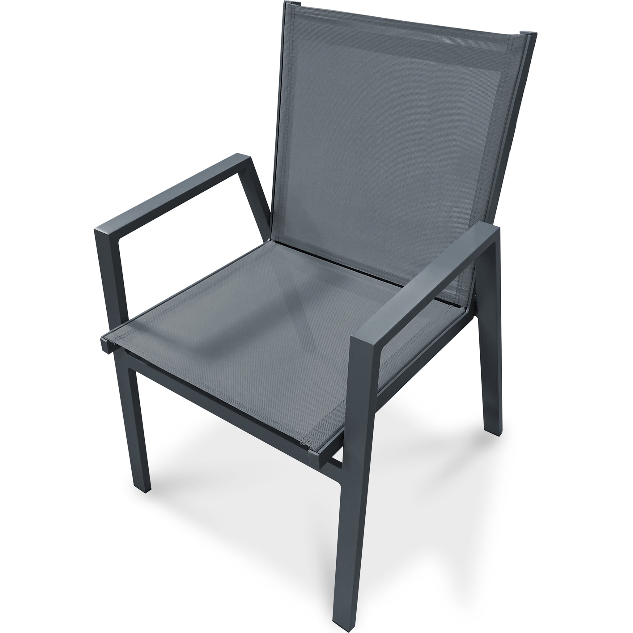 FLORIDE - Fauteuil de jardin empilable en aluminium gris anthracite