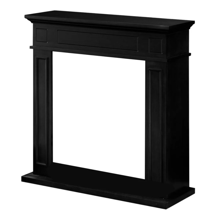 Jefferson - Cornice per Camino 89,5x90,5x28 cm Rivestimento Decorativo in Legno MDF Nero