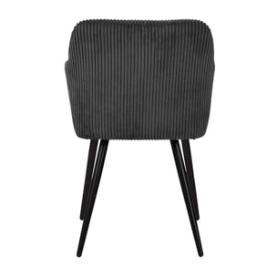Primavera - lot de 2 chaises - gris anthracite - en velours côtelé - Gris Anthracite