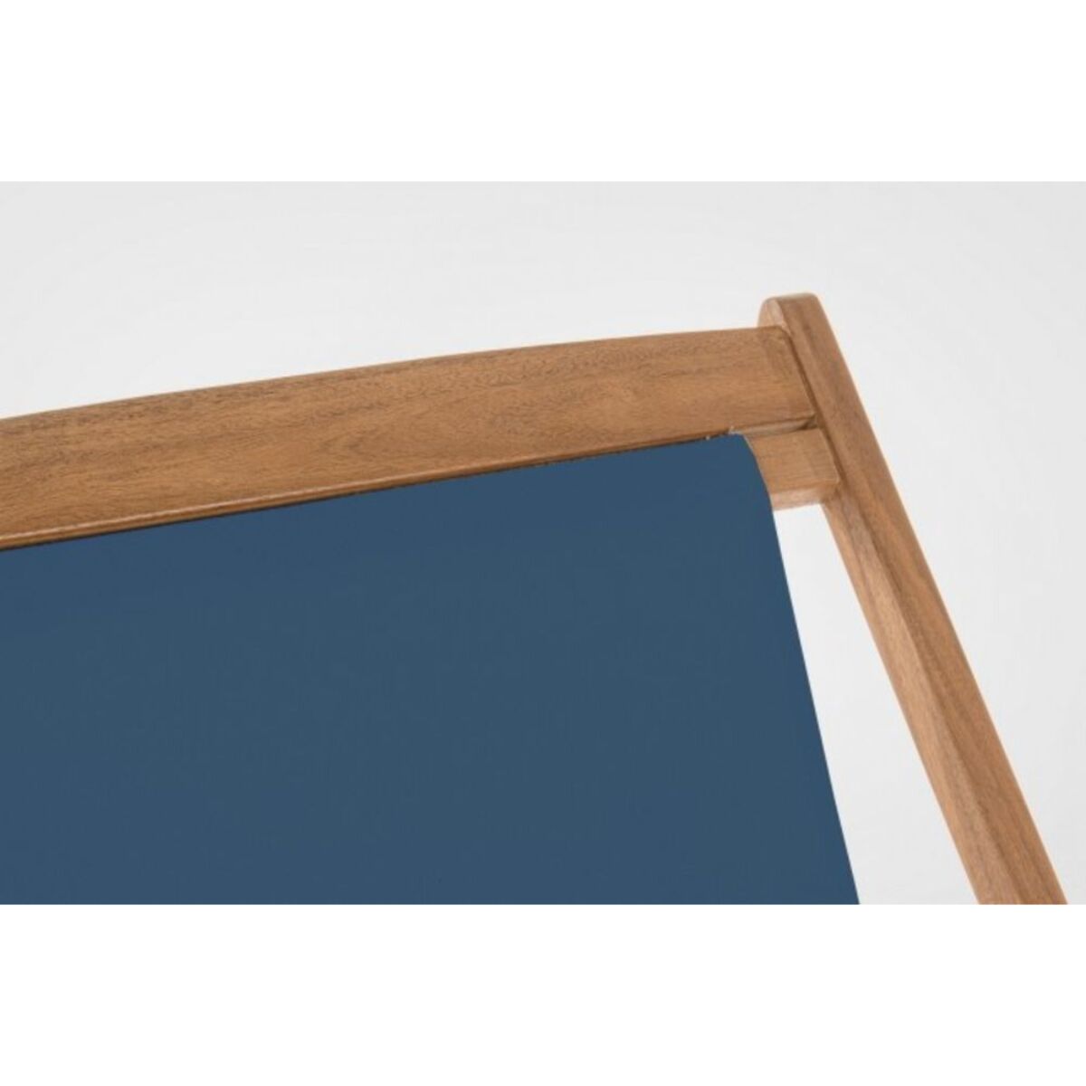 Set di 4 sdraio NOEMI in legno di acacia e tessuto blu, reclinabili