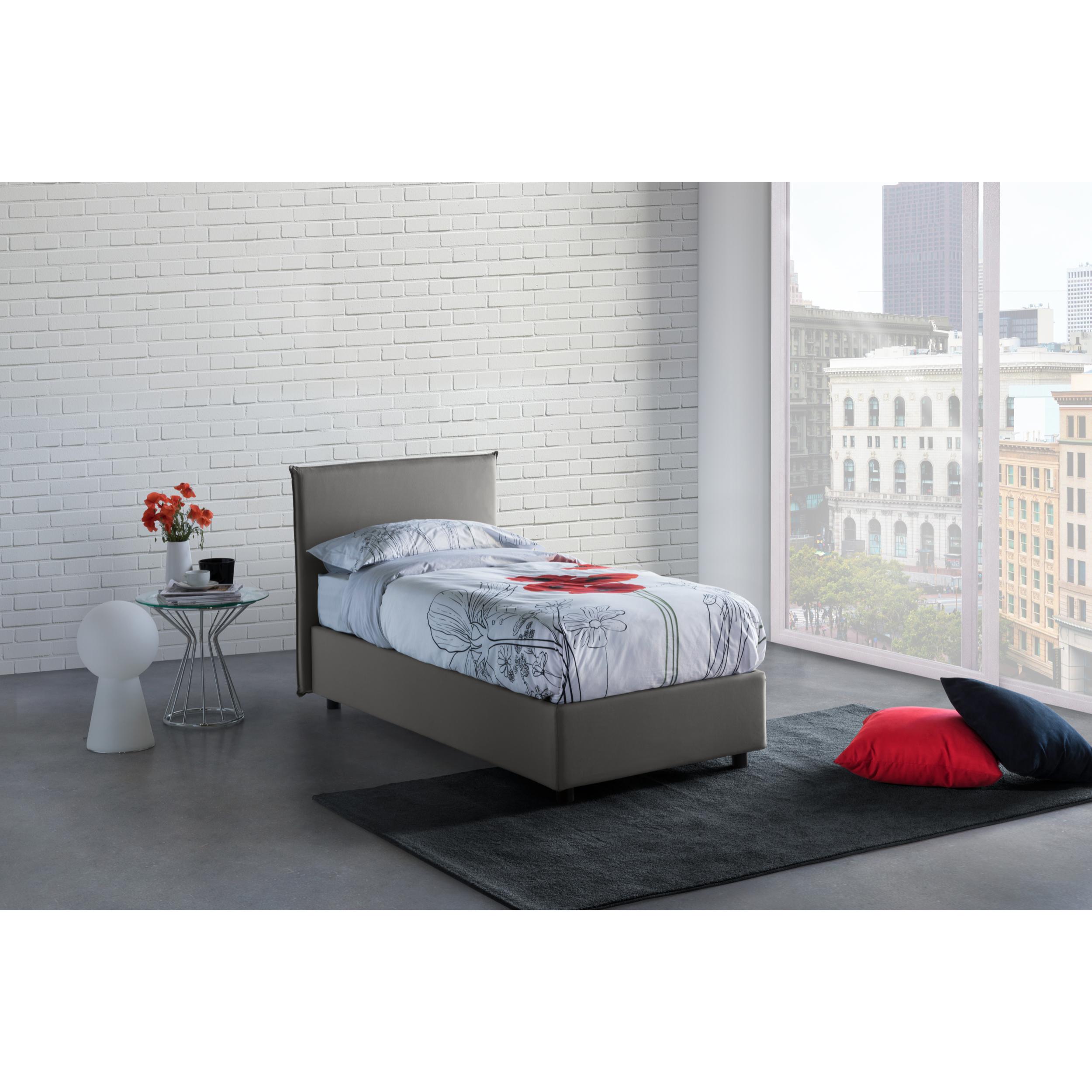 Letto matrimoniale Azue, Letto contenitore con rivestimento in tessuto, 100% Made in Italy, Apertura frontale, adatto per materasso Cm 140x190, Grigio