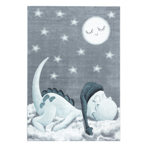 BAMBI - Tapis enfants à motif dinosaure bleu