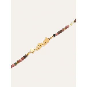 Pulsera Mamá Heart Tourmaline Acero Baño Oro