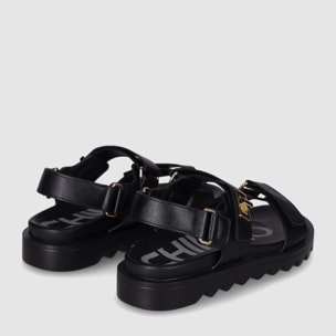 Sandalias - Negro - Tacón: Bajo