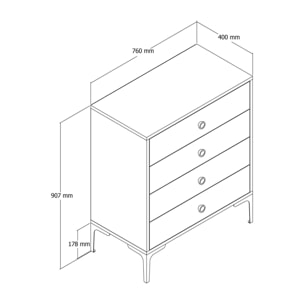 Cassettiera Daceitun, Settimino multiuso, Comò camera da letto, Mobile con cassetti, 76x40h91 cm, Noce e Bianco Marmo