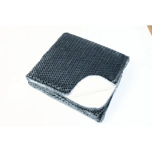 Plaid flanelle effet sherpa Lyno bleu 170x130cm