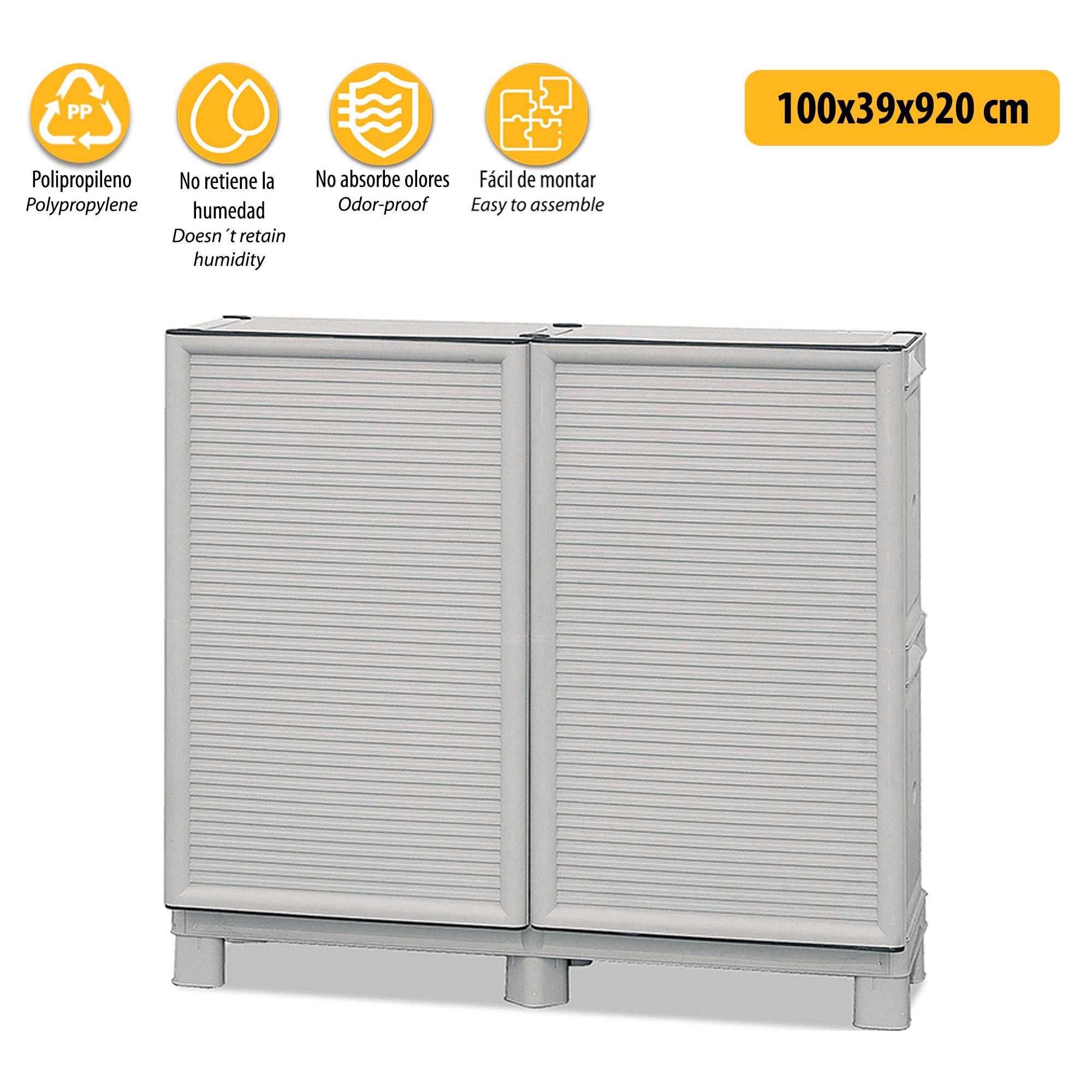 Armario de altura completa en polipropileno, con puertas de color azul l 1000 x p 390 x h 920 mm