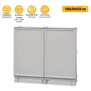 Armario de altura completa en polipropileno, con puertas de color azul l 1000 x p 390 x h 920 mm