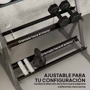 Soporte Mancuernas de 3 Niveles, Estante de Almacenamiento de Pesas de Acero con Barras Ajustables, para Entrenamiento en Gimnasio Casa, Carga 200 kg, 88x66x88 cm