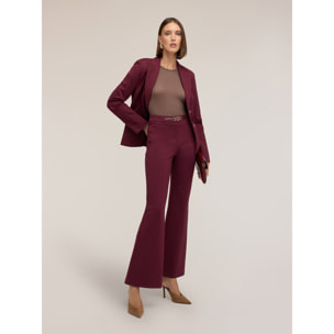 Motivi - Pantaloni flare in punto milano con cintura - Bordeaux