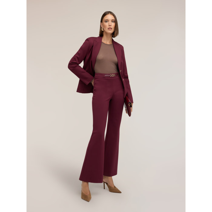 Motivi - Pantaloni flare in punto milano con cintura - Bordeaux
