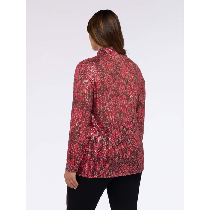 Fiorella Rubino - Camicia in tulle con paillettes - Bordeaux