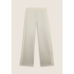 Pantaloni wide leg in viscosa con dettagli in ciniglia