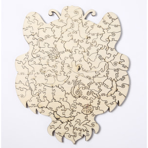 Puzzle 3D de madera DIY forma de silueta . Con piezas individuales con diferentes diseños. En madera policromada. Tamaño A5 .DISEÑO TIGRE.