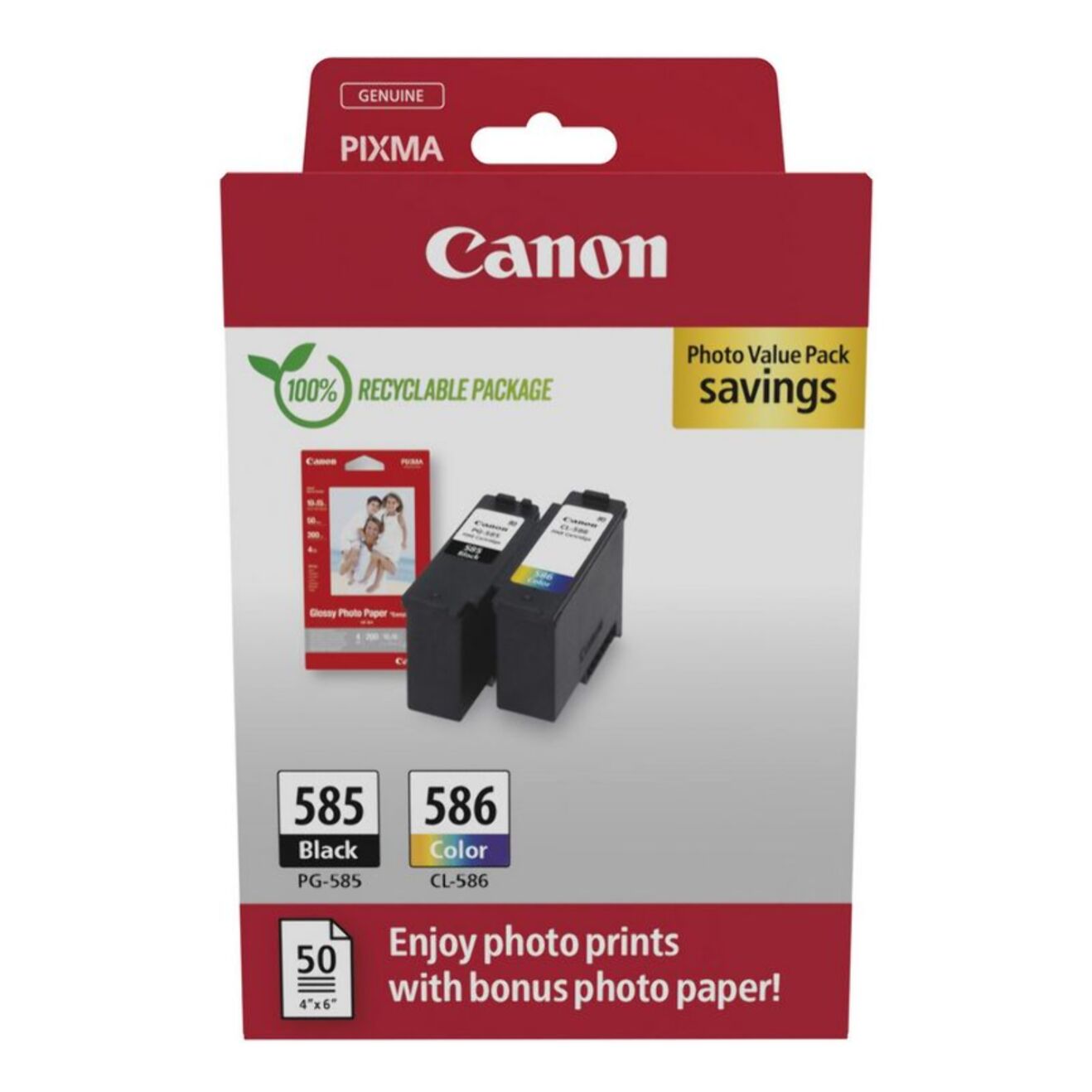 Cartouche d'encre CANON Pack de 2 Originales PG-585/CL-586 Noir et Couleur - 4106C004