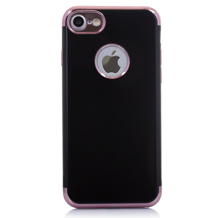 COPERTURA NERA LUCIDA CON BORDI METALLICI PER IPHONE 7