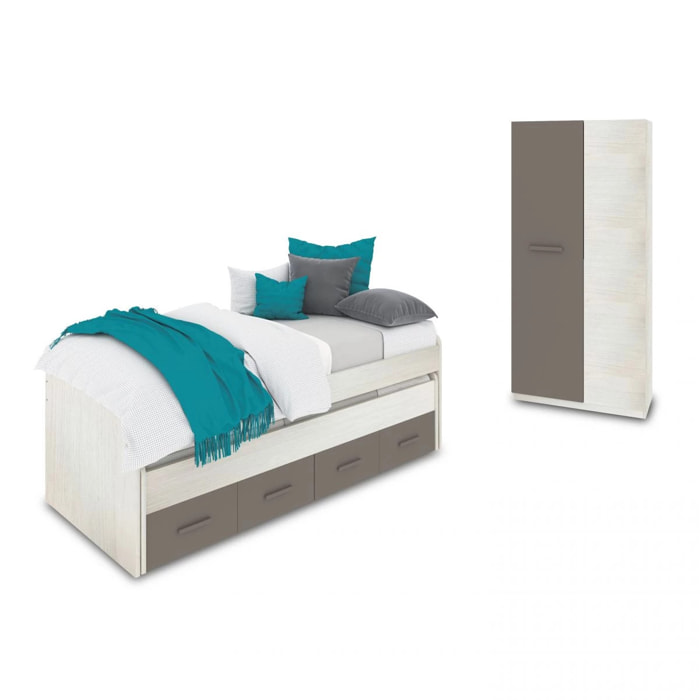 Dormitorio juvenil Axim Plus Blanco Alpes - Basalto