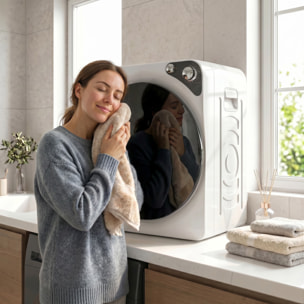 Secadora de Ropa 5 kg, Secadora de Evacuación Compacta 1000W, 5 Programas, Temporizador, Función Esterilizar, Tambor de Acero Inoxidable, Apilable o para Piso, Blanco