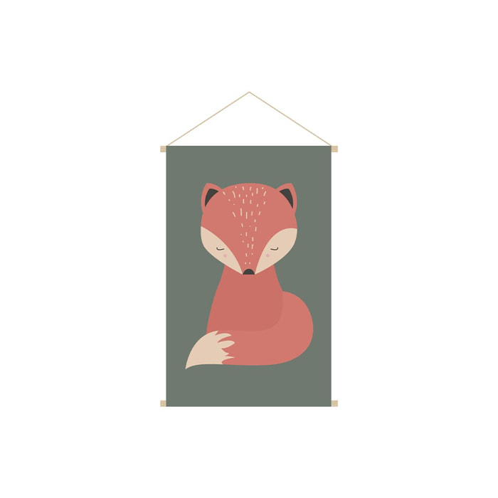 Kakemono enfant tableau en toile suspendue illustration renard L40 x H60 cm CRAFTY