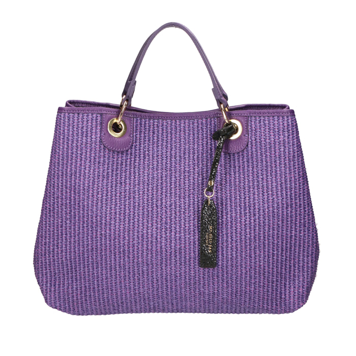 Borsa a mano  da donna Misto pelle e tessuto Made in Italy 30x37,5x16 cm