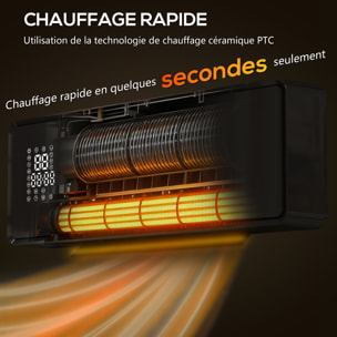Chauffage soufflant mural 2000W chauffage céramique PTC radiateur réglable timer oscillant télécommande noir