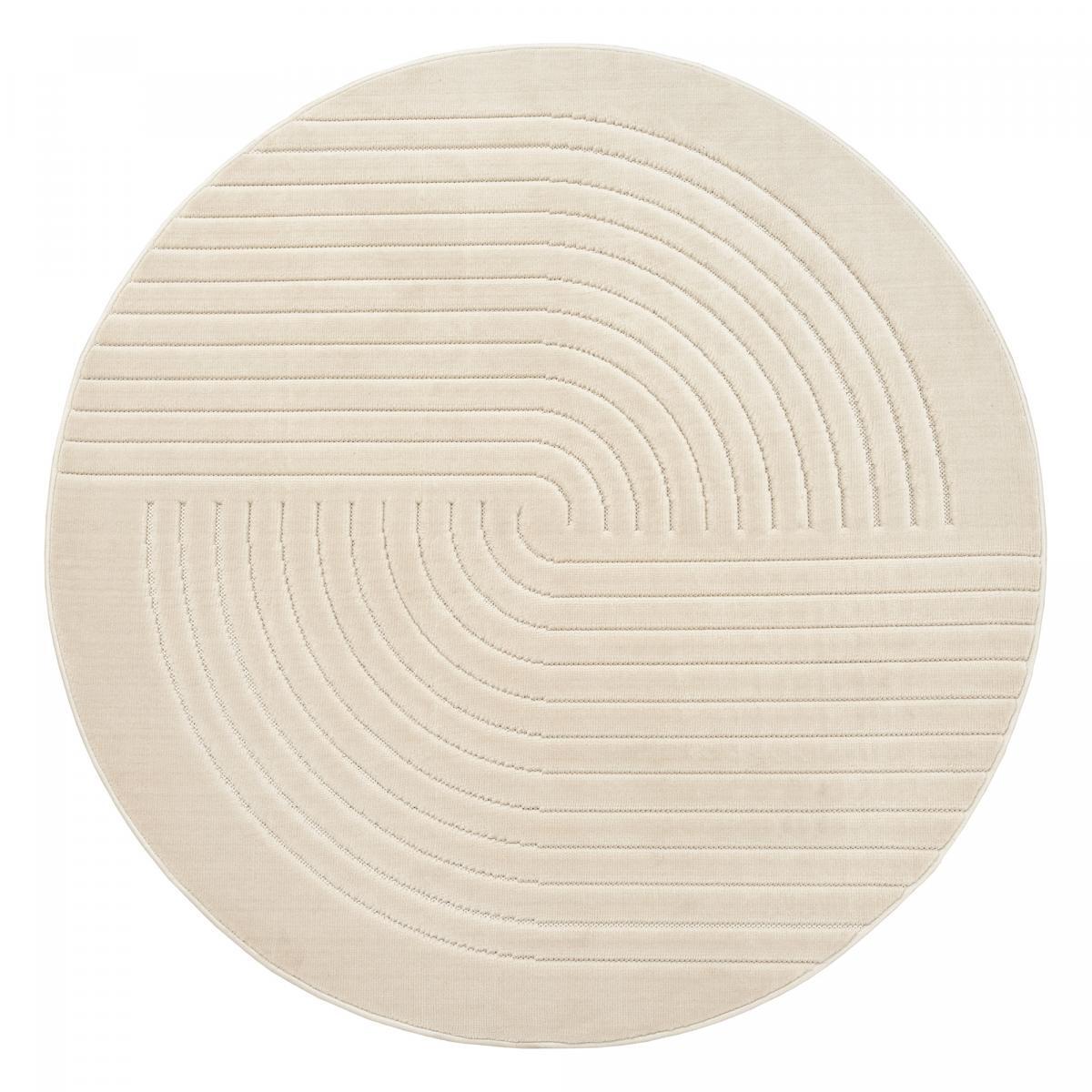 Tapis rond intérieur extérieur en relief ton sur ton FIRU