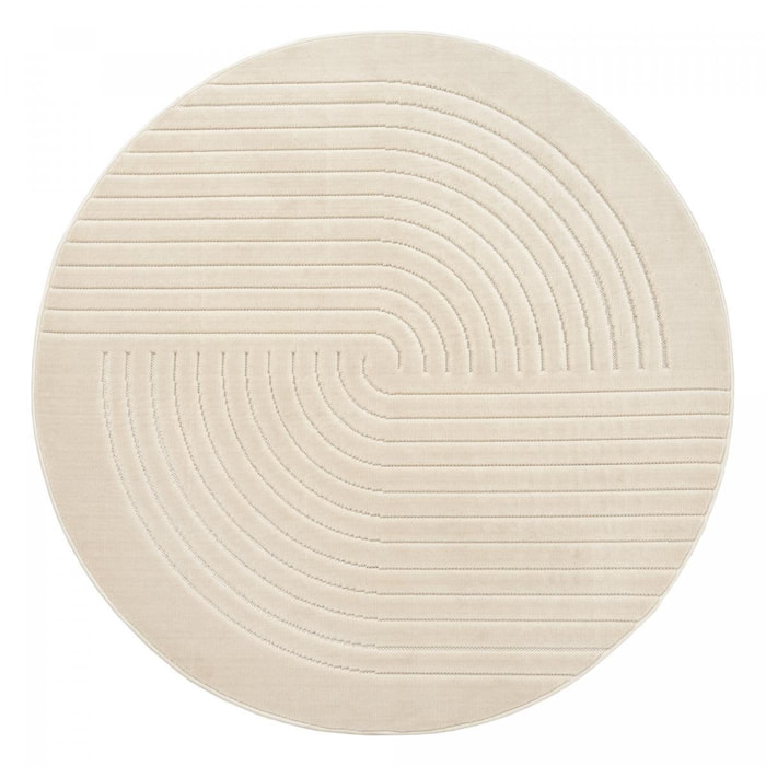 Tapis rond intérieur extérieur en relief ton sur ton FIRU