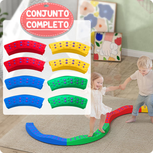 Vigas de Equilibrio para Niños de +3 Años Tabla de Equilibrio de 8 Piezas en Forma de Arco Base Antideslizante para Entrenamiento de Equilibrio Multicolor