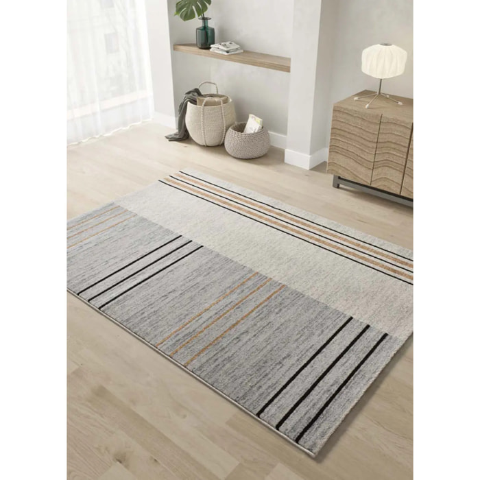 CRAFT Alfombra geométrica en tonos gris y beige, varias medidas disponibles