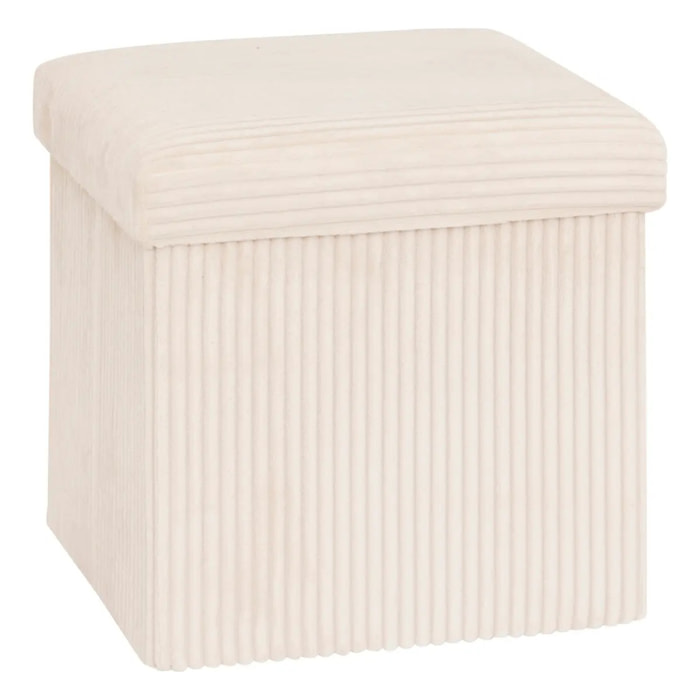 Pouf pliant Arum ivoire 38x38cm