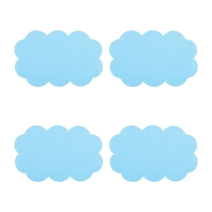 Lot de 4 Tapis antiderapants de douche ou baignoire PVC NUAGES 14,5x9cm Bleu Ciel MSV