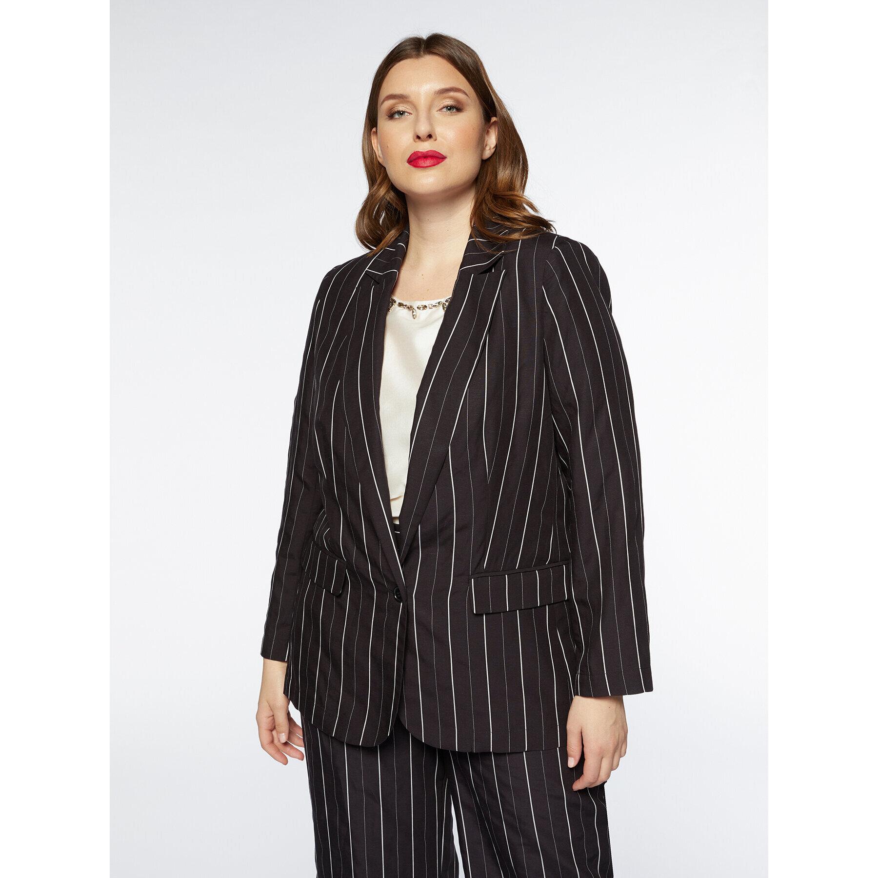 Fiorella Rubino - Blazer in tessuto gessato - Nero