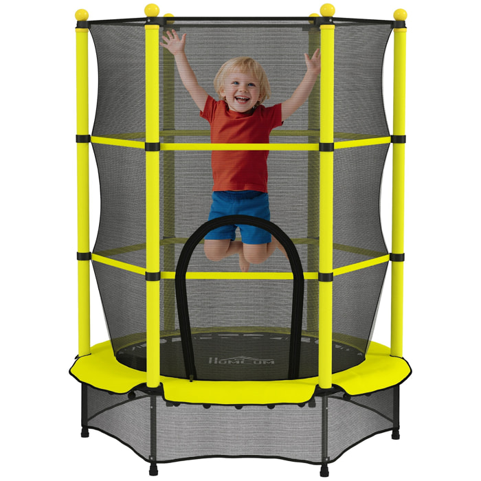 Cama Elástica Infantil Ø140 cm, Trampolín para Niños de 3-10 Años con Red de Seguridad y Marco de Acero, Carga 50 kg, para Interior y Exterior, Amarillo