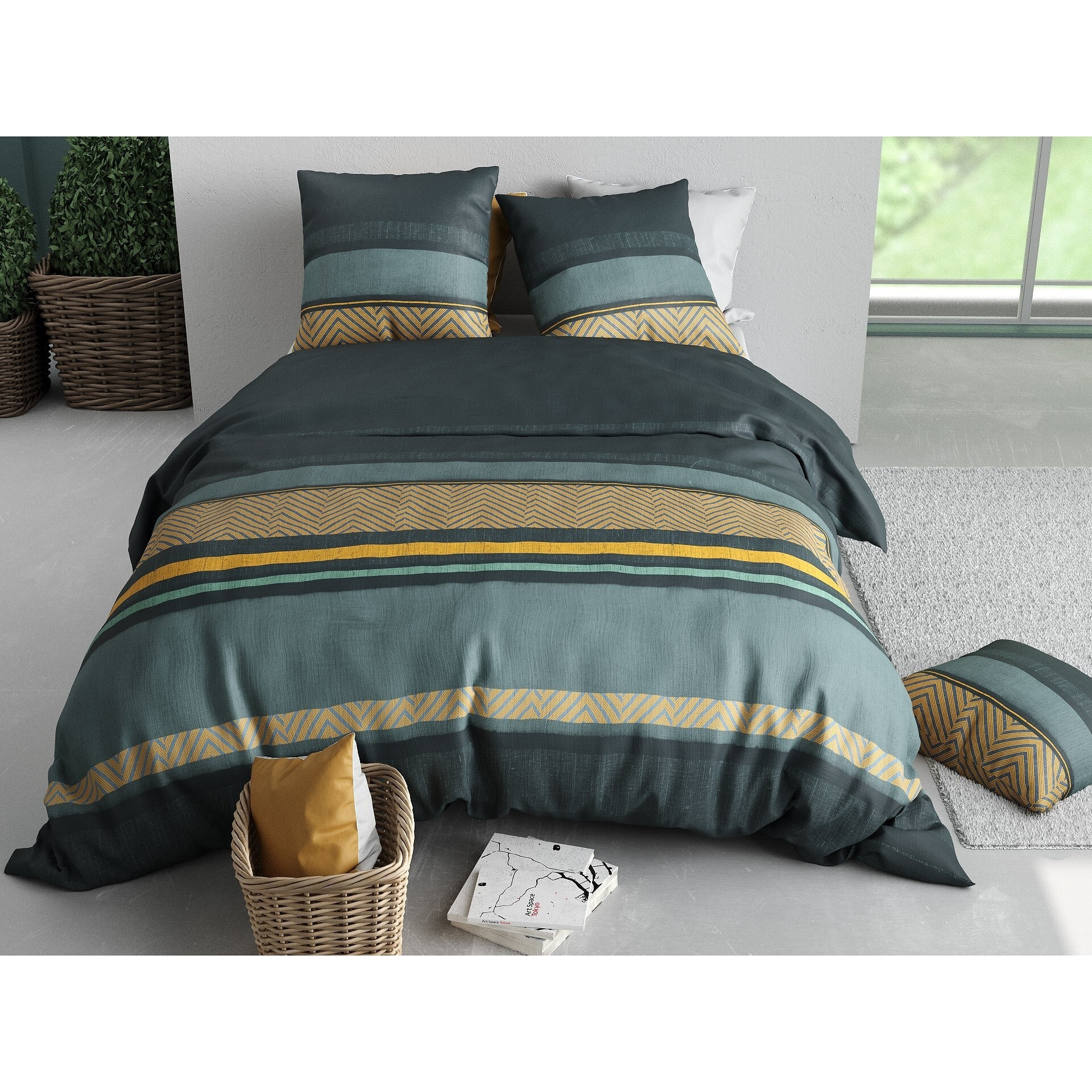 Parure housse de couette imprimée + 2 taies Astral