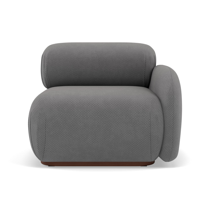 Penelope - module d'assise droit en velours texturé - Gris