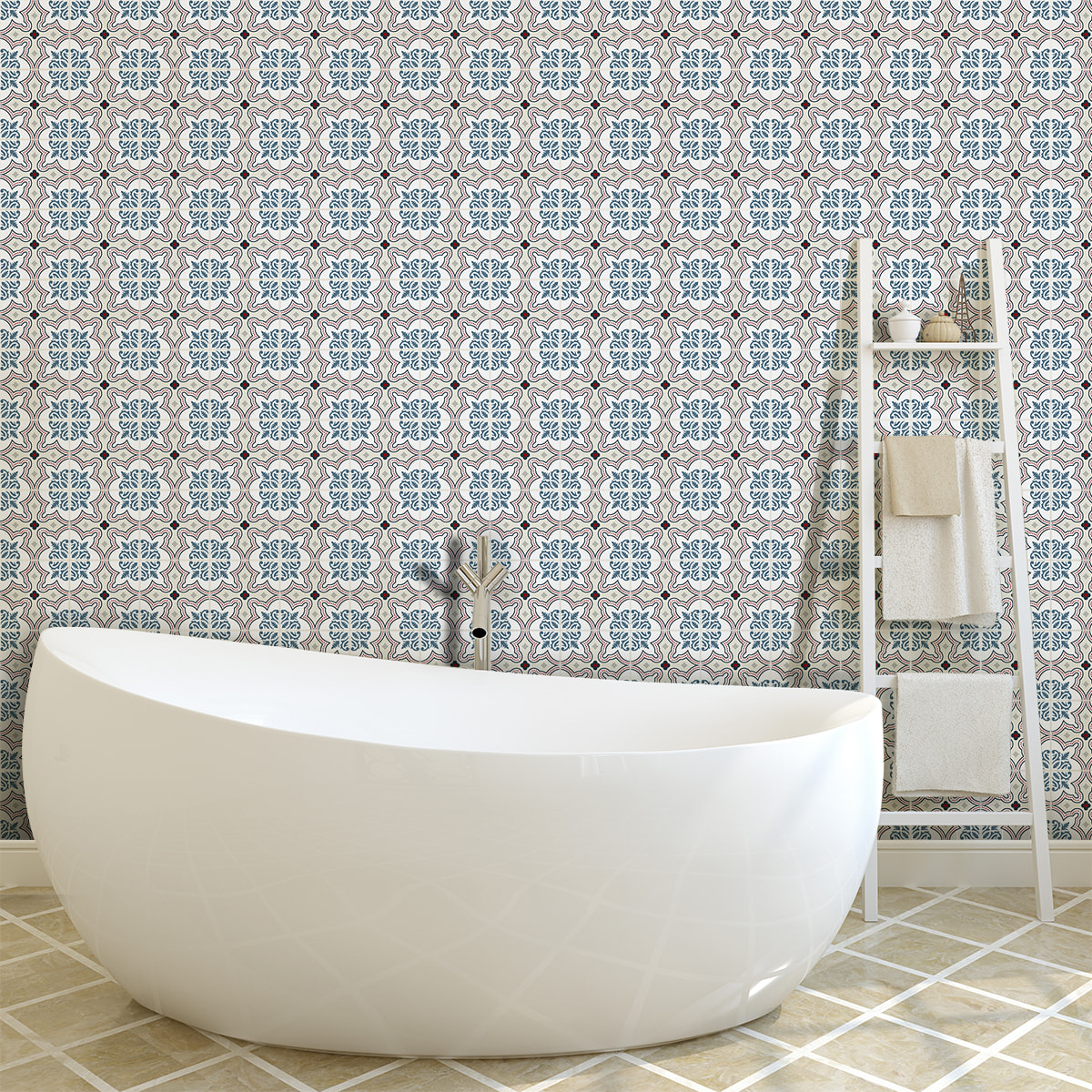 Stickers muraux - Sticker Mural Carrelage adhésif Cuisine Salle de Bain - 60 STICKERS CARRELAGES AZULEJOS CLAUDIUS