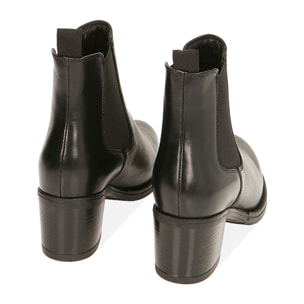 Chelsea boots neri in pelle, tacco 6 cm