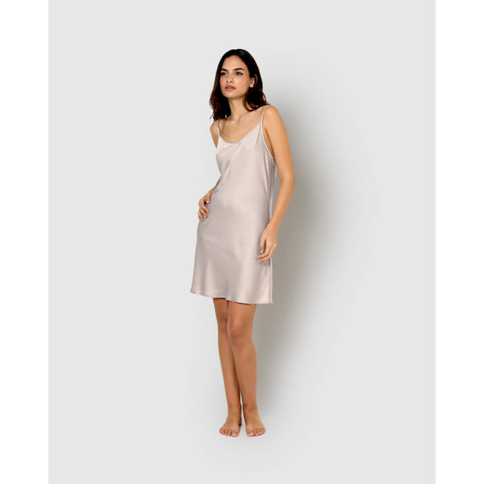 Camisón corto de satén new gris