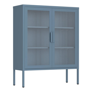 Vetrina in metallo 2 ante con ripiani 80x38x100h cm blu - Pop