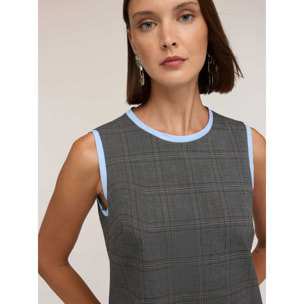 Motivi - Vestito fantasia check con bordo a contrasto - Grigio